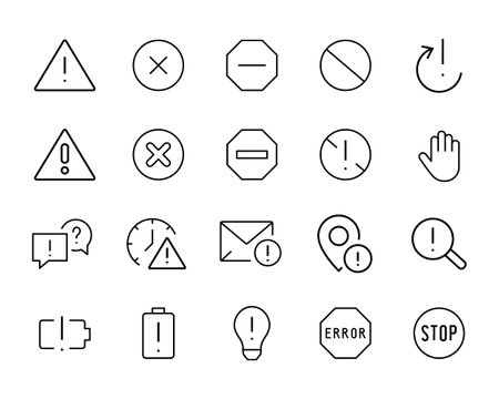 hazard warning, Danger risk caution road outline icon set, alert attention triangle exclamation mark dangerous, safety information Danger icons, vector, sign, symbol, illustration editable strokeのイラスト素材