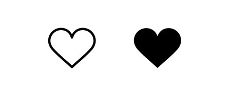 Heart Icon set. Love Like icons. Valentines Day sign, emblem isolated on white background Editable and Flat style symbol for graphic and web design, logo,pictogram Vectorのイラスト素材