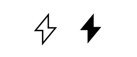 Lightning bolt strike thunderbolt Electricity Thunder strike Electric Weather thunderstorm Energy Power fast speed line icons set, editable stroke isolated on white, linear vector outlineのイラスト素材