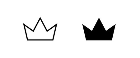 crowns. King crown sketches, majestic tiara, king and queen royal diadems line icons set, editable stroke isolated on white, linear vector outline illustration, symbol logo design styleのイラスト素材