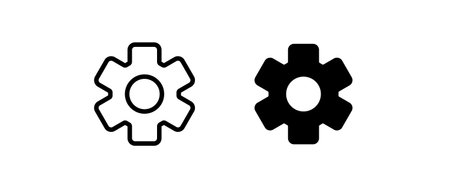 Setting icon, Tools, Cog, Gear, help options account, Settings, Cogwheel, mechanism Operations icons button, vector, sign, symbol, logo, illustration, editable stroke, flat isolaated on whiteのイラスト素材