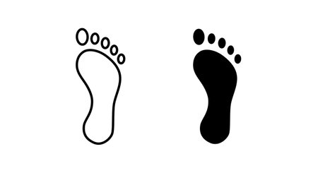 Foot print icon. Bare foot print Black on white feet icon vector , stock vector illustration flat design styleのイラスト素材