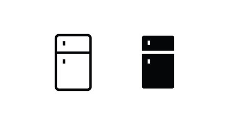 Freezer Refrigerator fridge line and flat icons set, editable stroke isolated on white, linear vector outline illustration, symbol logo design styleのイラスト素材