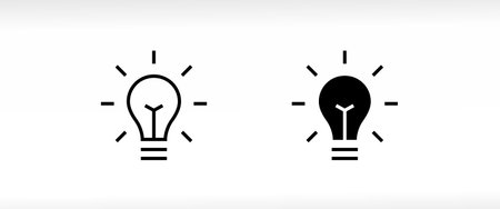 Light Bulb icon vector set, isolated on white background. Idea sign, solution, thinking concept. Lighting Electric lamp. Electricity, shine. editable stroke and Flat graphic design, Web siteのイラスト素材