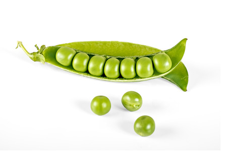 Fresh peas isolated on white background の写真素材