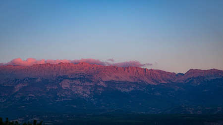 View of the mountain at sunset from the observation deck of Tazy canyon, Turkeyの写真素材