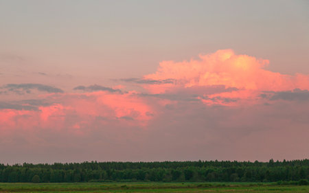 Beautiful sunset with a sky in the backgroundの写真素材