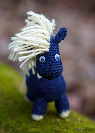 Knitted horse - a little tale with their own handsの写真素材