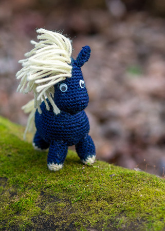 Knitted horse - a little tale with their own handsの写真素材