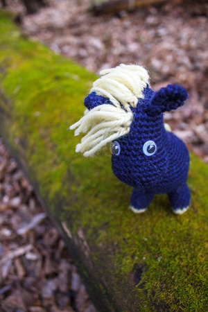 Knitted horse - a little tale with their own handsの写真素材