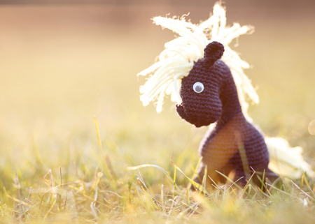 Knitted horse - a little tale with their own handsの写真素材