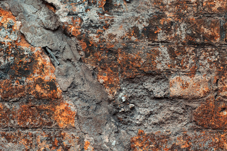 Old brick wall with concrete seamの写真素材