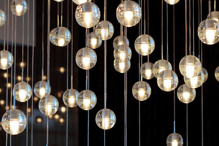 Lighting Balls On The Chandelier In The Lamplight Light Bulbs