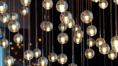 Lighting Balls On The Chandelier In The Lamplight Light Bulbs