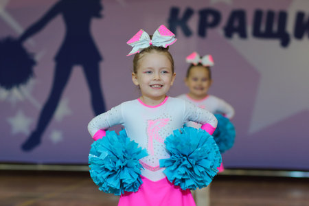 Kamianske, Ukraine - March 21, 2021: Cup of Dnipropetrovsk region, cheerleaders perform at the...