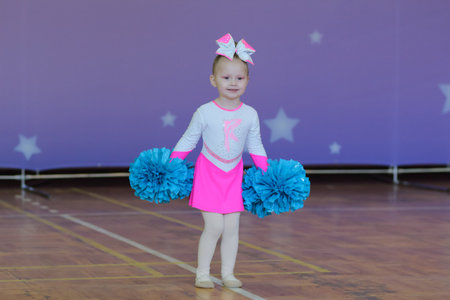Kamianske, Ukraine - March 21, 2021: Cup of Dnipropetrovsk region, cheerleaders perform at the...