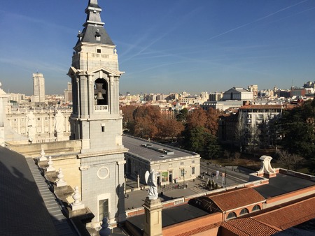 Bell tower of the Cathedral of la Almudena, Madrid, Spainのeditorial素材