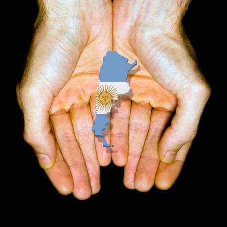 Argentina in hands, made in Argentina の写真素材