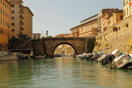 Canals of the city of Livorno, Italyのeditorial素材