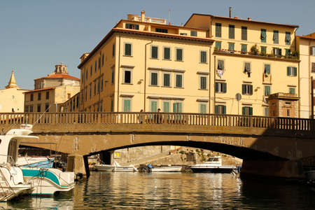 Canals of the city of Livorno, Italyのeditorial素材