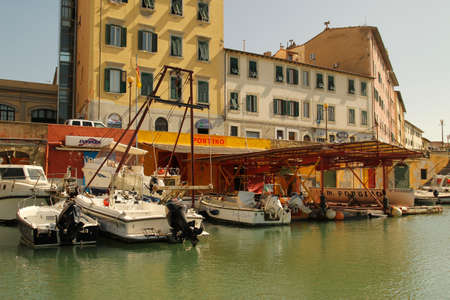 Canals of the city of Livorno, Italyのeditorial素材