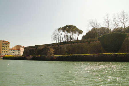 Canals of the city of Livorno, Italyの写真素材