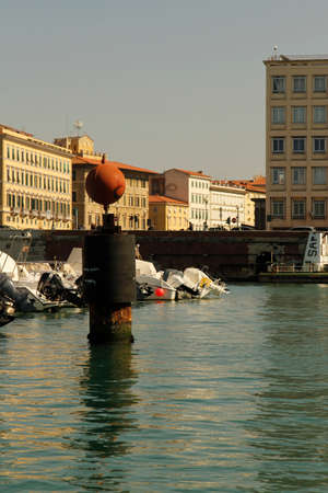 Canals of the city of Livorno, Italyのeditorial素材