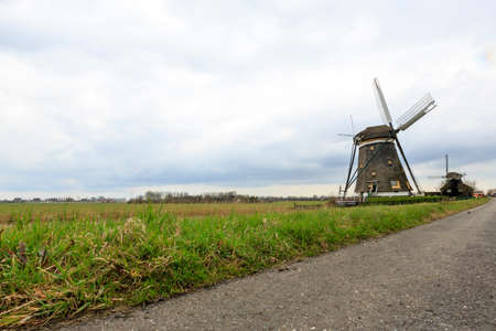 A typical Dutch windmill, Leidschendam near Den Haag, the Netherlandsの写真素材