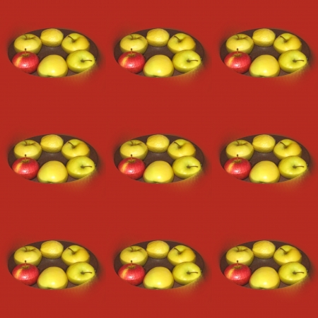 Nine times six apples in basinの写真素材