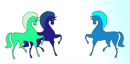 Three horses - variation on folk artworkの写真素材