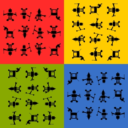 Tile able robots silhouetts patternのイラスト素材