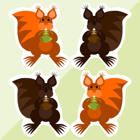 Squirrel with hazelnut - cute colorful stickers Squirrel with hazelnut - cute colorful stickers