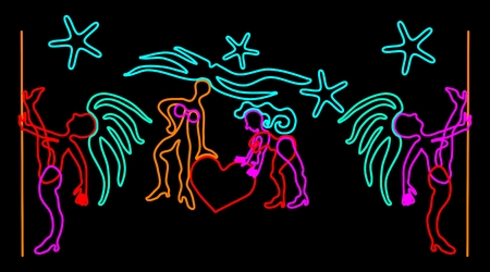 neon stylized dancer figuresのイラスト素材