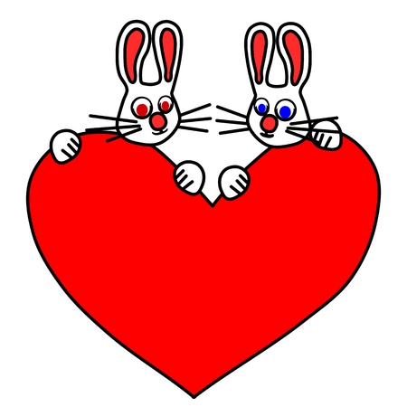 A pair of white rabbits satisfiedのイラスト素材