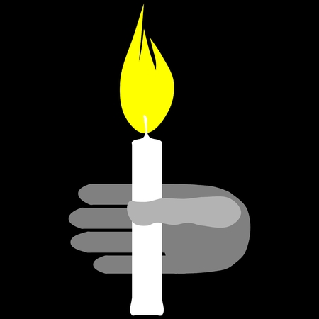 Hand with burning candle isolated on black backgroundのイラスト素材
