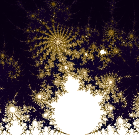 Decorative golden black fractal pattern on white backgroundの写真素材