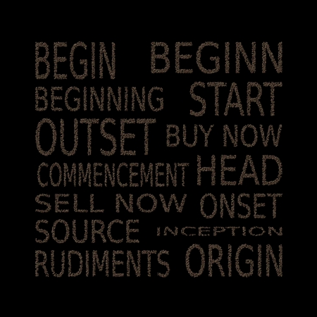 Set of banners on the topic of starting over, made from coffee beans, on black background