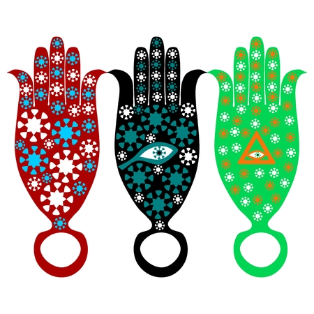 Red black and green hamsa protective amuletsのイラスト素材