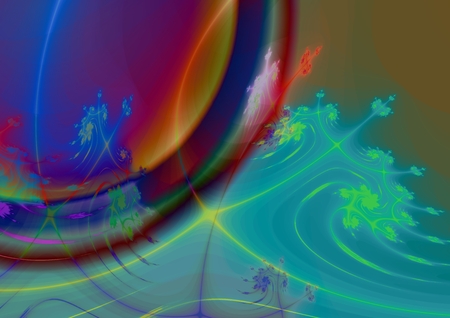 Abstract fractal background with rainbow neon archの写真素材