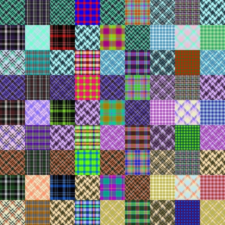 Abstract patchwork pattern composed of checked and diagonally crossover striped fabricsの写真素材