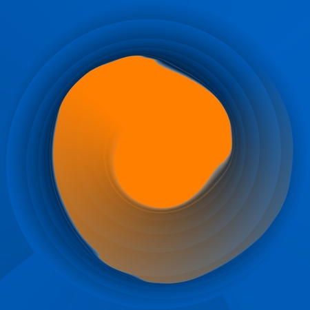 Abstract orange blue swirl in op art style - digitally rendered backgroundの写真素材