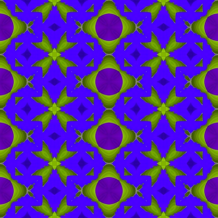 Abstract fractal kaleidoscopic seamless floral decorative design in op art color style inspired by...