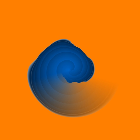 Abstract orange blue swirl in op art style - digitally rendered backgroundの写真素材