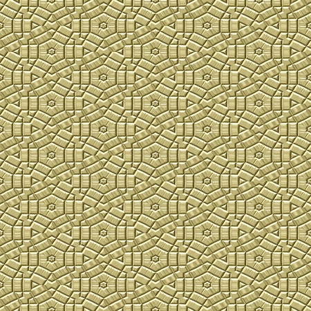 Gold ocher brown metal textured tile seamless decorative floral fractal filigree patternの写真素材