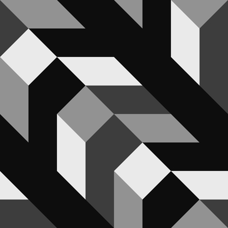 Abstract tiles with op art angular black white gray pattern