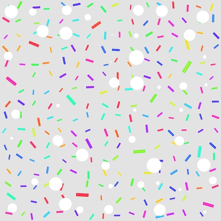 Abstract gray background with brightly colored rectangles and white circles.の写真素材