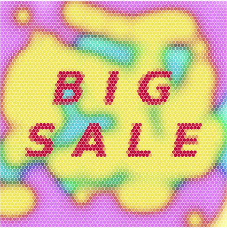 Chaotic polygonal tile with distinctive red sign "big sale". Use as a banner for a season or special sales events.のイラスト素材
