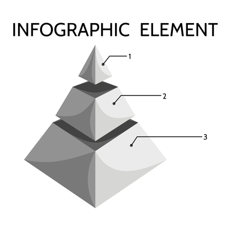Gray black white three-tiered pyramidal chart with inscription Infographic elementのイラスト素材