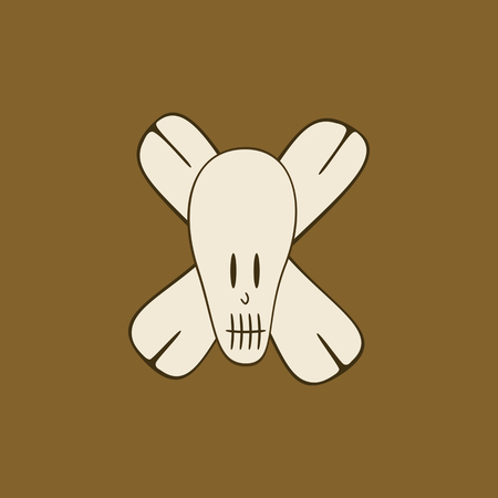 Stylized skull with bones - in brown-brown shades - monochrome illustration.のイラスト素材