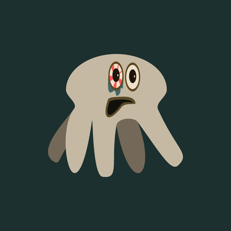 Funny octopus with conjunctivitis - simple color icon or banner.のイラスト素材